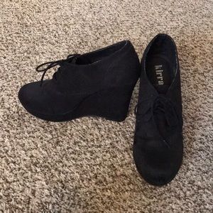 Black wedge ankle boots